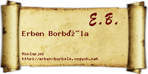 Erben Borbála névjegykártya